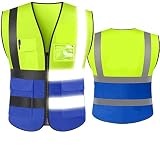 DOBYYUNZHEN High Visibility Safety Reflective Vest with Pockets and Zipper Construction Hi Vis Work