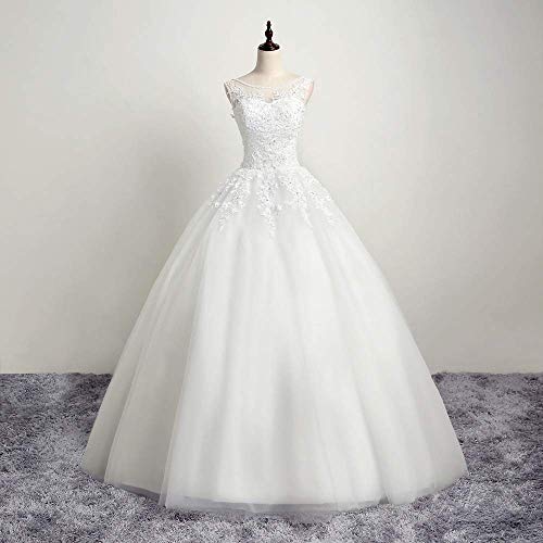 SaryEdge Vestido de Novia Vintage Elegante con Encaje, Ideal para Bodas en el jardín o por la Noche, Color Blanco 10.,White 10