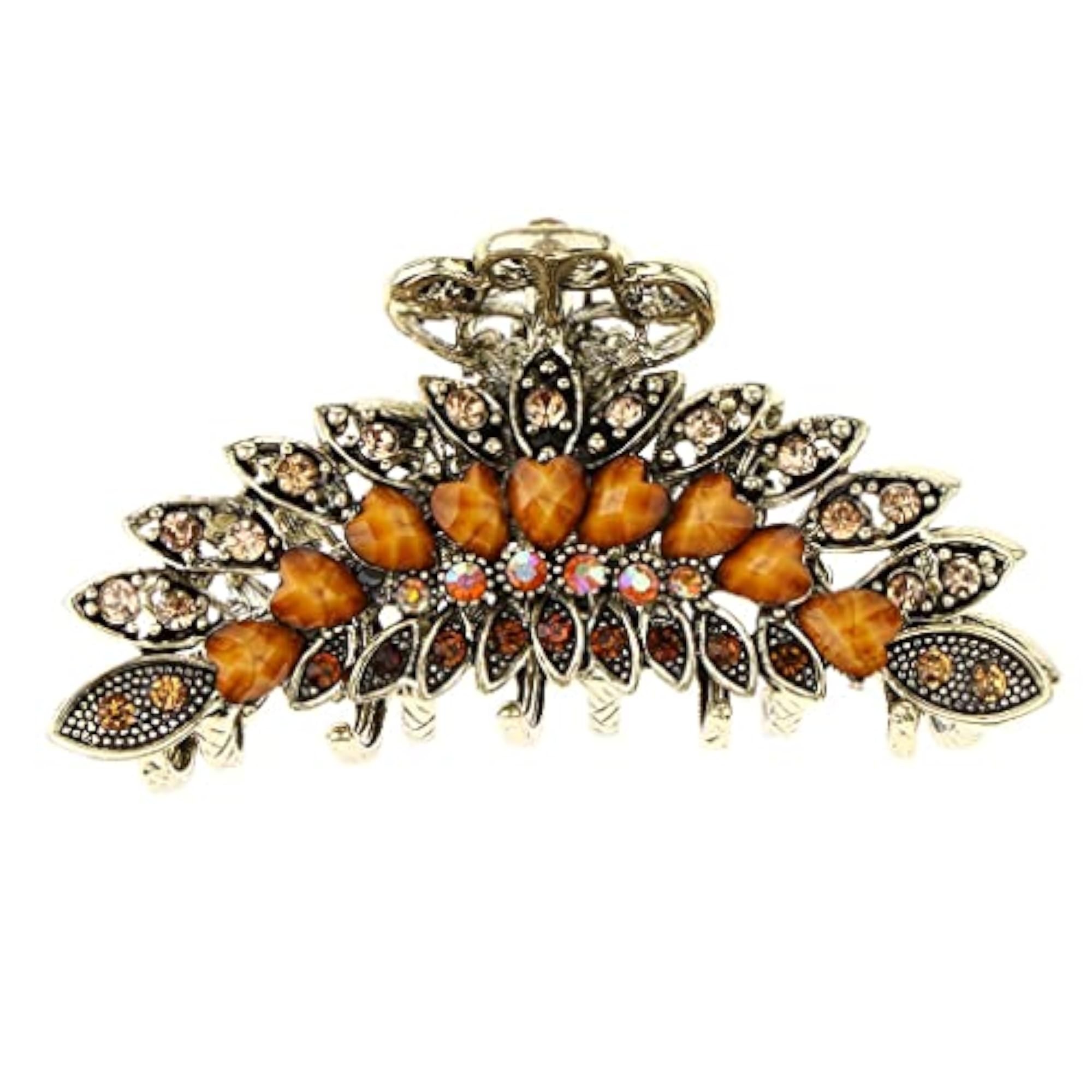 Women's 2pc Large Rhinestone Hair Claw Jaw Clips Set