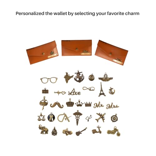 Image of AICA Personalized Name & Charm Leather Womens Wallet (Tan Brown) | Customized Gifts for Women Girls | Gifts for Women | Wallet for Woman | Diwali Gifts | Wallet for Women | Corporate Gifts for Staff