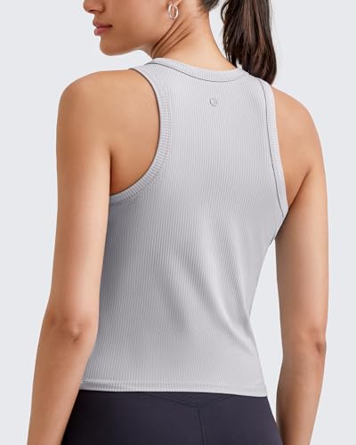 Image of G4Free Workout Tank Tops for Women Slim Fitted Racerback Ribbed Athletic Gym Yoga Tanks Summer Casual