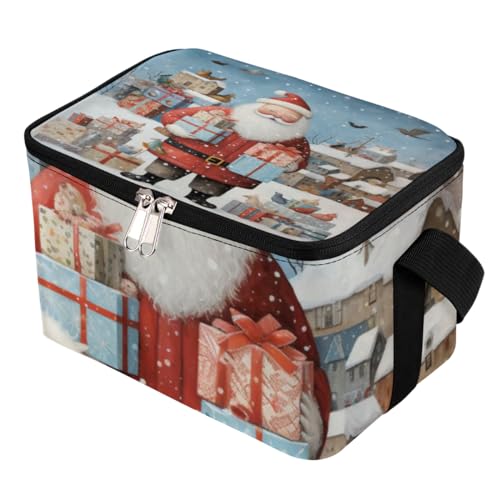 GzLeyigou Lunch Bags for Women Men 9 Cans,Santa Claus Xmas Gifts Hot & Cold Food Delivery Bag Insulated Grocery Bag Insulated Lunch Box Cooler Bag for Office Work Picnic Beach