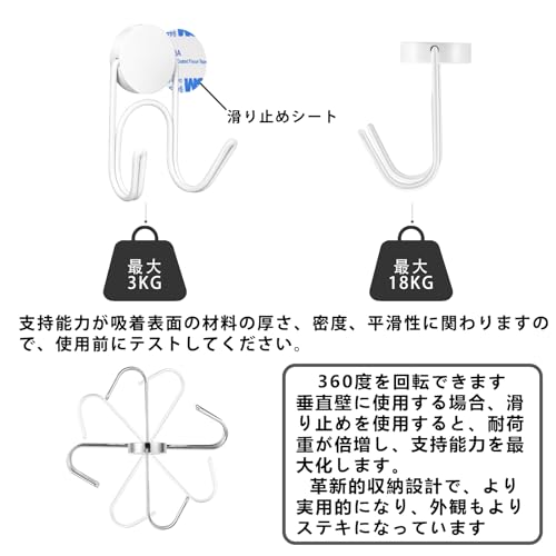 Image of Buelkmag Magnetic Hook with Magnet, 304 Stainless Steel, Rustproof, Vertical Load Capacity: 39.7 lbs (18 kg), Horizontal Load Capacity: 6.6 lbs (3 kg), Corrosion Resistant, For Kitchens, Offices,