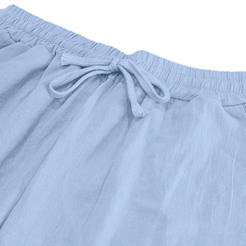 Mens Linen Pants Wide Leg Elastic Waist Casual Hippie Vintage Loose Fit Trousers Yoga Outdoor Sweatpants with Pockets3