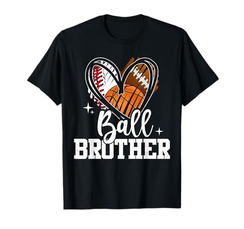 Ball Brother Baseball Football Basketball Heart T-Shirt