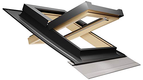 Emica - Finestra da tetto apertura Bilico in Alluminio | Linea Habitat con Vetrata basso emissivo Certificata CE | Interno Legno Abete Lamellare Prima Scelta | Apertura a 140° (45x98 Base x Altezza)
