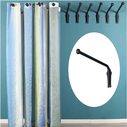 YRUISI Schwingarm-Gardinenstange, robuste Schwingarm-Gardinenstangen, robuste Schwingarm-Gardinenstangen, für Seitenwände, Fenster, Vorhangständer, Vorhangständer, Vorhangarm (schwarz, 70 cm)