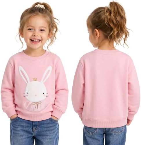 Alleen Sweatshirt Mädchen Baumwolle Casual Pullover Kinder Einhorn Leicht Sportkleidung Rundhals Oversized Langarm Tops Atmungsaktiv Langarmshirt mit Stickerei Gr.92-122