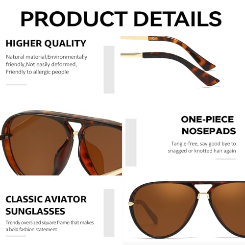 Chicid Aviator Sunglasses for Women Men, Tangle Free Classic UV400 Protection Trendy Shades Sun Glasses Frame4