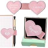 Marcadores magnéticos de Cuero Personalizados con Soporte para Bolígrafo, Marcadores Magnéticos con Forma de corazón para Amantes de los Libros, Marcador Dulce para Mujeres y Mujeres Niñas