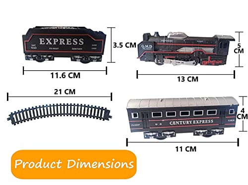Image of Rail King Intelligent Classical Smoke Train - Rechargeable 16-21‑Piece Set with Tracks, Locomotive & Carriages, Featuring Light, Sound & Realistic Water Smoke for Kids (Color May Very)