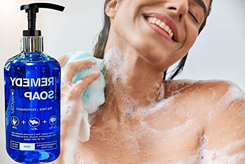 Tea Tree Oil Men & Women Shower Gel Soap 100% Natural (16 Oz .) To Eliminate Body Odor, Jock Itch, Helps Ringworm, Yeast Infection, Skin Irritation For Acne (Blue1) #TOP6