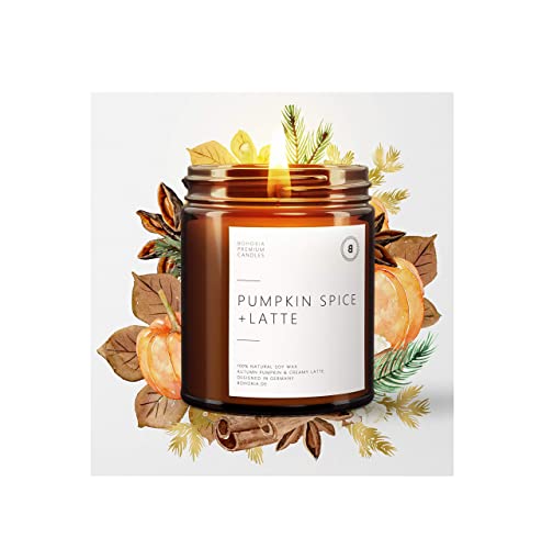 BOHORIA® Bougie de bien-être de qualité supérieure en cire de soja naturelle - Contient des huiles essentielles naturelles (Pumpkin Spice Latte) Cover