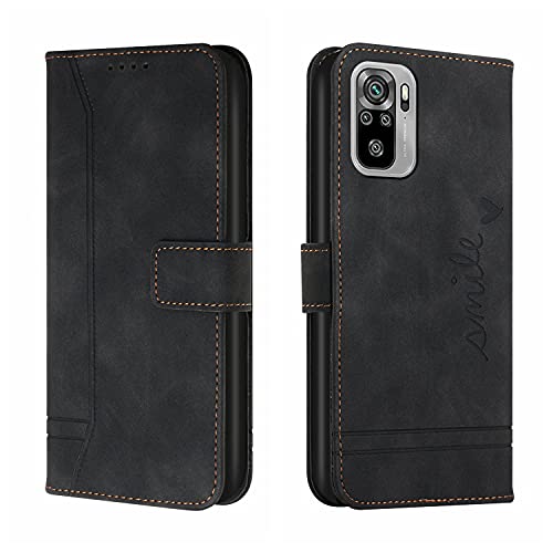 Trugox Handyhülle für Xiaomi Redmi Note 10S Hülle Klappbar Klapphülle mit Kartenfach Handytasche Handy Schutzhülle Tasche Leder Wallet Flip Hülle Slim Book Cover - Schwarz