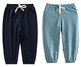  Baby leichte Lange Hose Anti-Moskito Bloomers Baumwolle Pumphose Haremshose Jungen Mädchen Sommerhose 2er Pack (104-110, Schwarz-Grün 2)