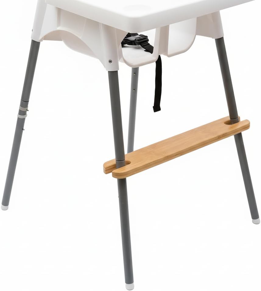 PandaEar High Chair Footrest for IKEA Antilop, Adjustable Height Natural Bamboo Wooden Footrest with Rounded Corners, Baby High Chair Accessories
