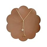 Collier de gouttes d'étoiles en or avec de vraies photos, exécution fine, ne ternit pas.