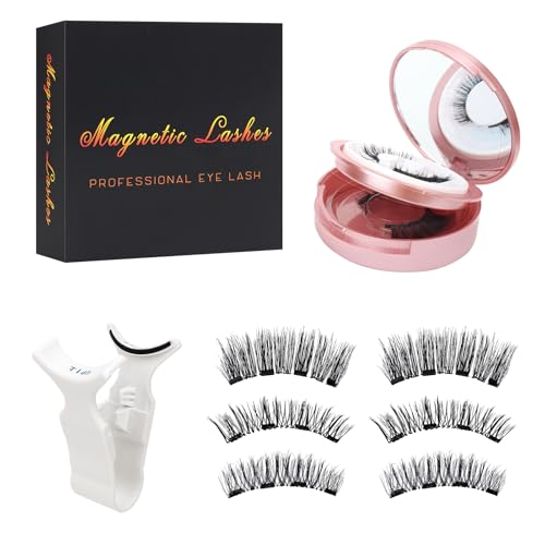 3 Paar Magnetische Wimpern, Magnet Wimpern Natürlicher Look, Künstliche Wimpern, Magnetic Lashes, Magnetische Wimpern Mit Zange und Spiegeln, Selbstklebende Wimpern