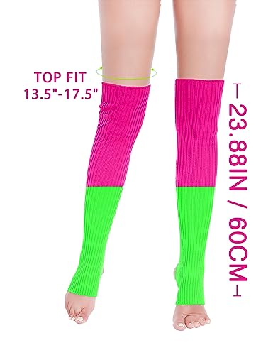 Image of v28 Women's Neon Knit Leg Warmer for 80s Party Dance Sports Yoga