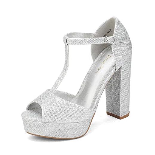 Dream Pairs Zapatillas Moda Tacón escarpín Sandalias Correa Stiletto Peep-Toe Mujer JESSICA-02 Brillo De Plata 39 EU / 8 US