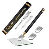 Glasschneider für 2-20mm Dickes Glas Fliesen Spiegel Mosaik Schneiden, Glasschneider Fensterglas Fliesenschneider mit 3 Hartmetall-Schneidköpfen