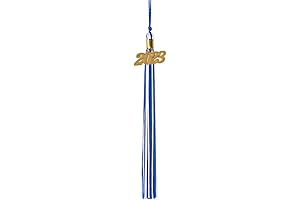 2023 Blue and White Graduation Tassel with Gold Charm