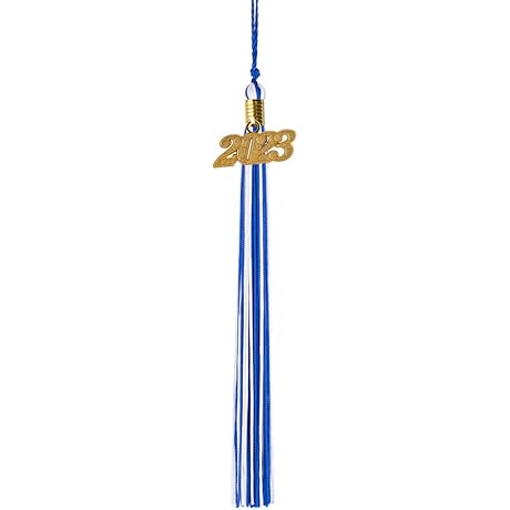 2023 Blue and White Graduation Tassel with Gold Charm