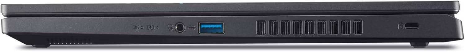 දකුණු පැත්ත view of the Acer Nitro V laptop showing a USB-A 3.0 port, a headphone/microphone combo jack, and a Kensington lock slot.