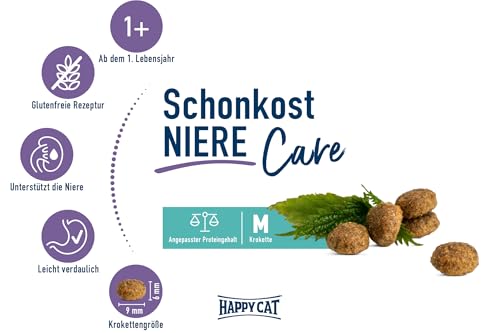 Happy Cat 70607 - Sensitive Schonkost Niere - nierenschonendes Katzen-Trockenfutter mit Geflügel - 1,3 kg Inhalt