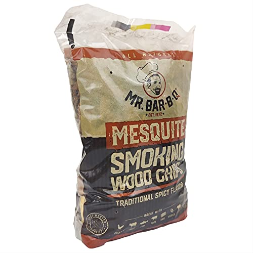 Mr. Bar-B-Q 05010Z Wood Smoker Chips (Mesquite) | Traditional Spicy Flavor | Made From 100% Hardwood | All Natural Mesquite Wood Chips | 1.6 Pound Bag 179 Cu. In | Works Any Heat Source #TOP1