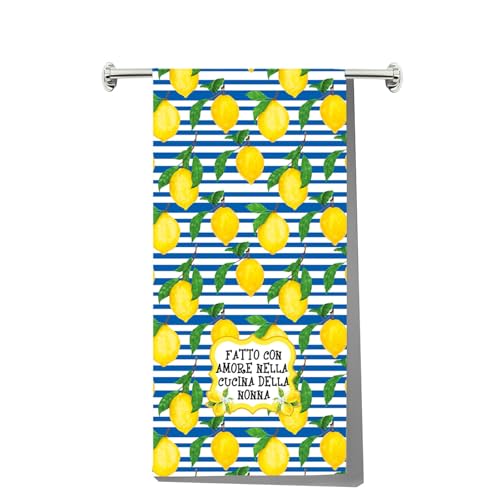 G2TUP Italian Nonna Kitchen Towels Italian Lemons Gifts Dish Italian Grandmother Gifts Sorrento Lemons Towels (Lemons)