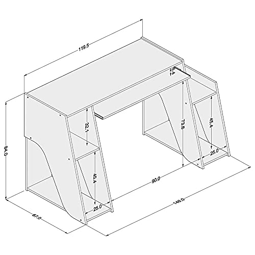 Mesa Gamer Kyoto Preto e Vermelho Politorno