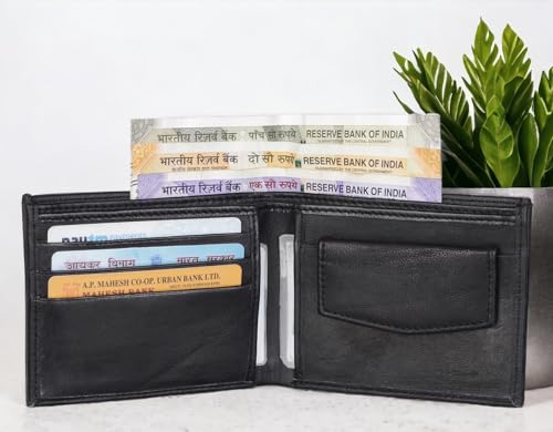 Image of Bifold Semi Leather Tan and Black Wallet Combo Pack of 2 Purse Valet