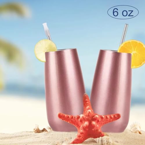 Kit 5 Copos Champanhe Espumante Vinho Drink 180ml Aço Inox Luxo (Cobre)