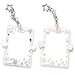 Roioiow 2 Pieces Star Wing-Shaped Photocard Holder Keychain - Clear Acrylic Protective Sleeve for ID, Bus, Student Card (White,Pink)