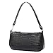 Retro Classic Crocodile Pattern Clutch Shoulder Tote HandBag with Zipper Closure Small Purse for Women (Black)