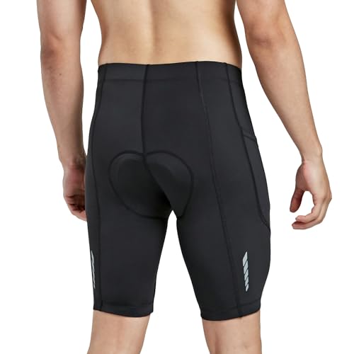 baleaf Men's Bike Shorts 3D Padded Cycling Road Biking Bicycle Riding Clothes Pockets UPF 50+ MTB Accessories Tights Black M by baleaf - Image 2