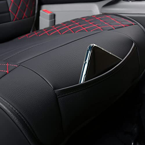 Luckyman Club X02-Bhx Ram 1500 2500 3500 Seat Covers Fullset, Fit Some 2011-2022 Regular Crew Quad Cab, With Waterproof Faux Leather (02-Full Set, Black&Red) #TOP3