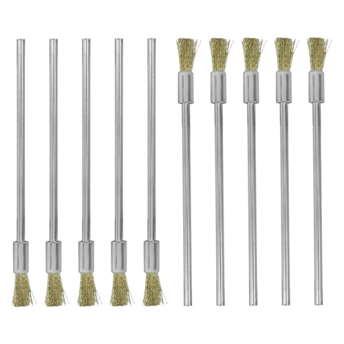 Image of Extended Cleaning End Copper Wire Brush Pen, Mandrel Rust Paint Removal Bits, Polishing Rotary Tool Accessories - 10Pcs