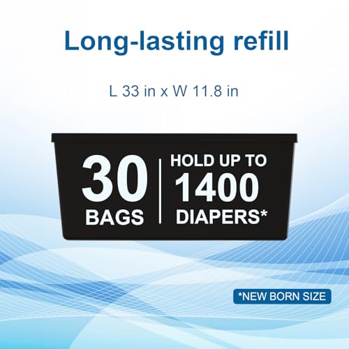 Image of Diaper Refill Bags for Genie Easy Roll & Platinum Diaper Pails, Lasts Up to 6 Months,90 Bags,7-Layer Odor-Barrier Technology