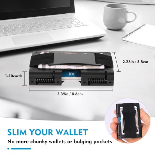 Wallet For Men - Reinvented Design Men's Wallet - Slim, Minimalistic & Seamless, Blocks RFID Scanners (Aluminum Black)3