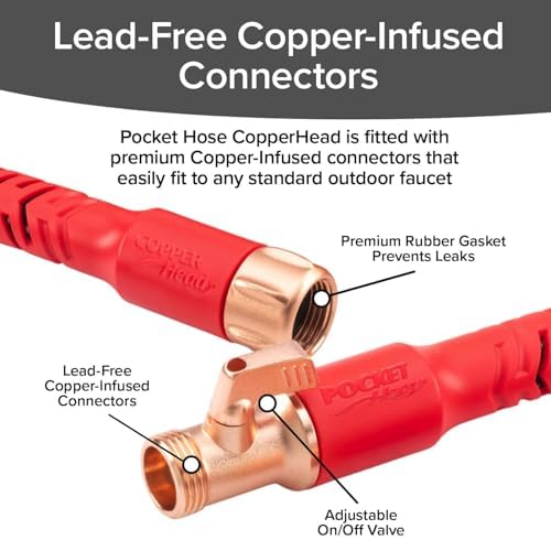 Pocket Hose 75 FT Copper Head Expandable Garden Hose with Pocket Pivot, No Tangles, AS SEEN ON TV, 360° Swivel, Tri-Tex Tubing, Force Field Jacket, Lead-Free, No-Kink, Anti-Burst w/APT — view 8
