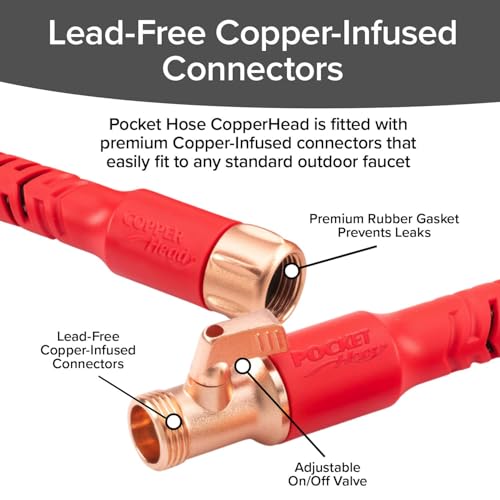 Pocket Hose 50 FT Copper Head Expandable Garden Hose with Pocket Pivot, No Tangles, AS SEEN ON TV, 360° Swivel, Tri-Tex Tubing, Force Field Jacket, Lead-Free, No-Kink, Anti-Burst w/APT by Pocket Hose - Image 6