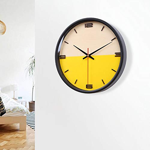 Horloge en bois jaune 35 cm style européen par XJBTBA pour salon