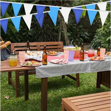 Image of Blue Pennant Banner Garland Bunting Triangle Flag Decorations for Wedding Birthday Baby Shower Graduation Grand Opening 60Pcs