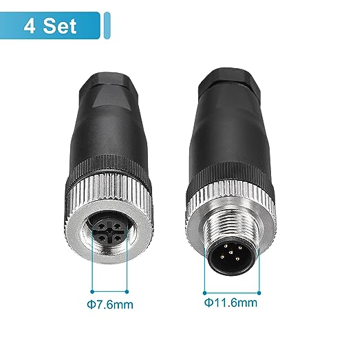 Conector M12 Aviation 5 Pines Male & Female 4 Unidades miniatura 2