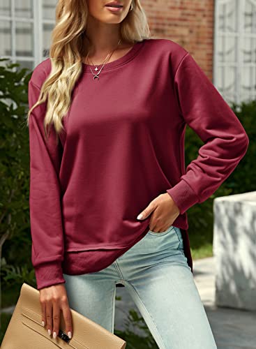 Image of Women's Casual Long Sleeve Crewneck Sweatshirt Loose Flowy Lightweight Pullover Sweatshirts Tops