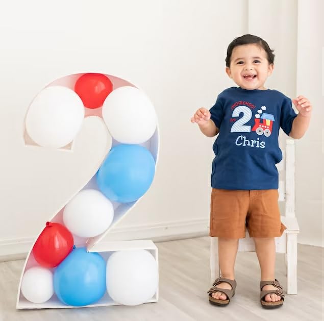 Toddler Baby Boy 2nd Birthday Outfit Choo Choo I'm Two Train Sweatshirt Two Cool Long Sleeve T-Shirt Top Fall Clothes2