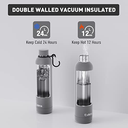 Exllena Insulated Water Bottles 1l with Clip, Double Wall Vacuum Drinks Bottle Keeps Drinks Cold 24 Hrs/Hot 12 Hrs - Image 3