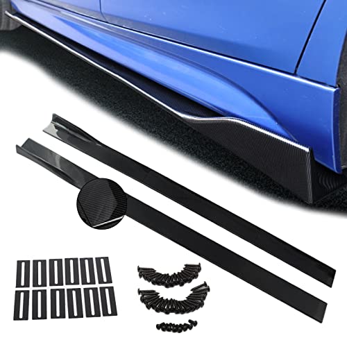 POSENG Universal Carbon Fiber Style 86.6 Inch Side Skirts Rocker Panels Extensions Compatible with Subaru VW Mazda Mustang Honda Toyota BMW Chevrolet Ford Mazda